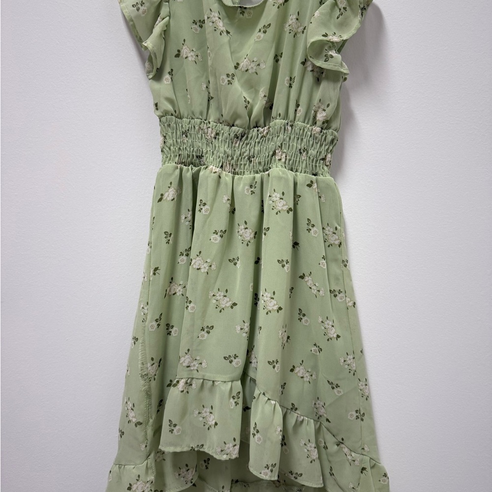 Floral Green Kids Dress